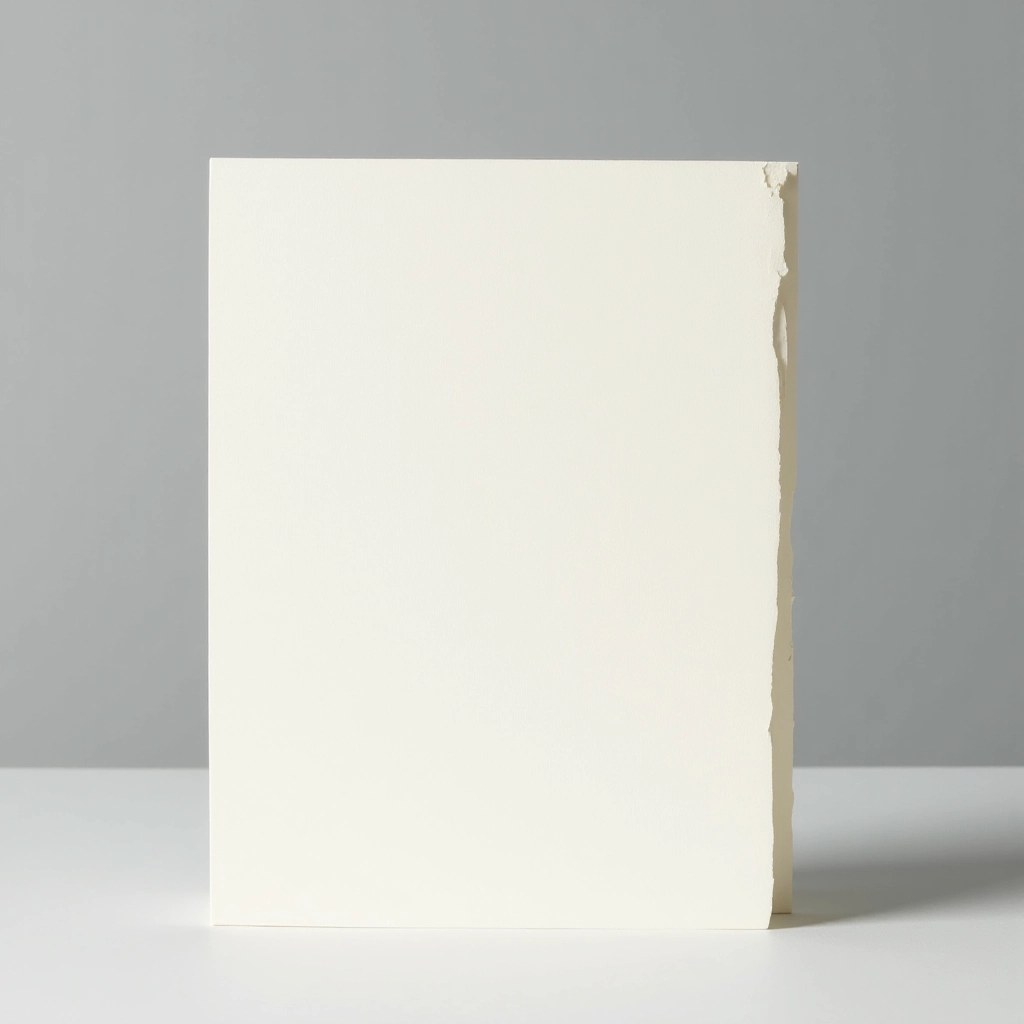 Cream-colored mixed media paper pad standing upright with corner curl showing paper texture and professional quality